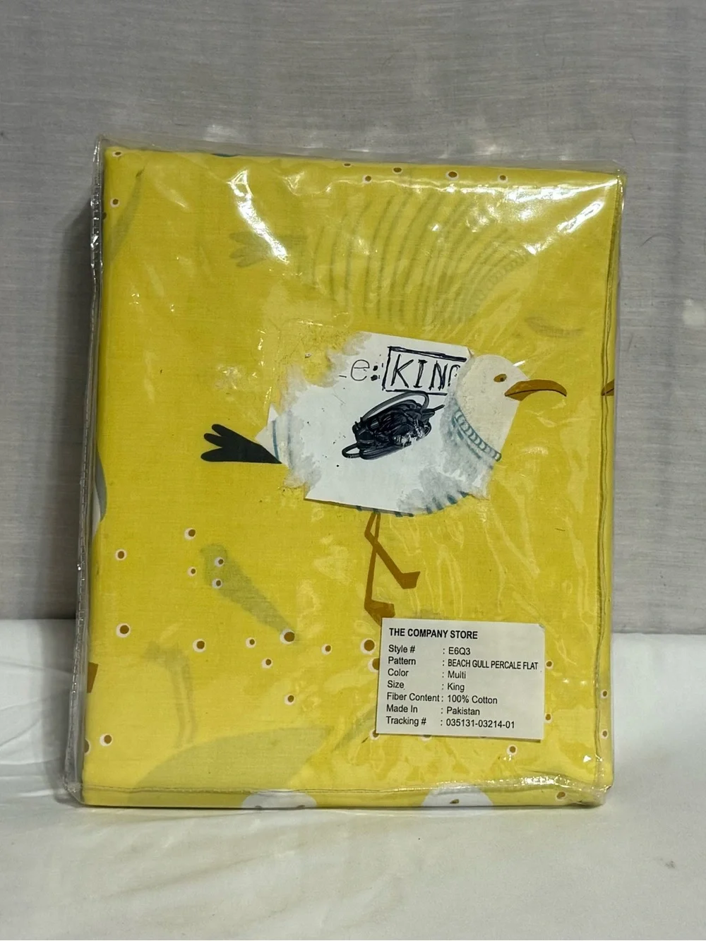 The Company Store Beach Gull Percale King Flat Sheet NIP